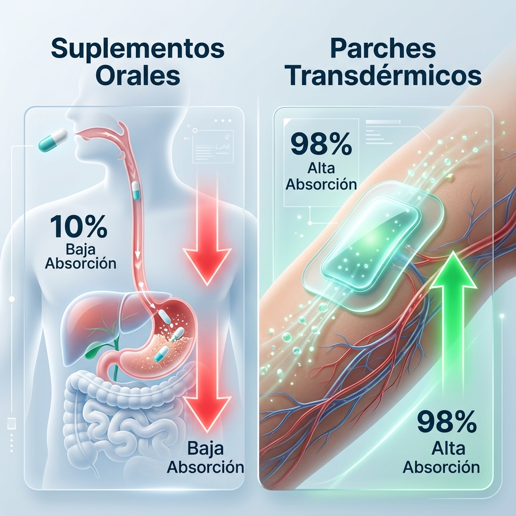 Contraste de absorción pastillas vs parche transdérmico